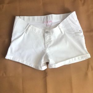 White maternity shorts